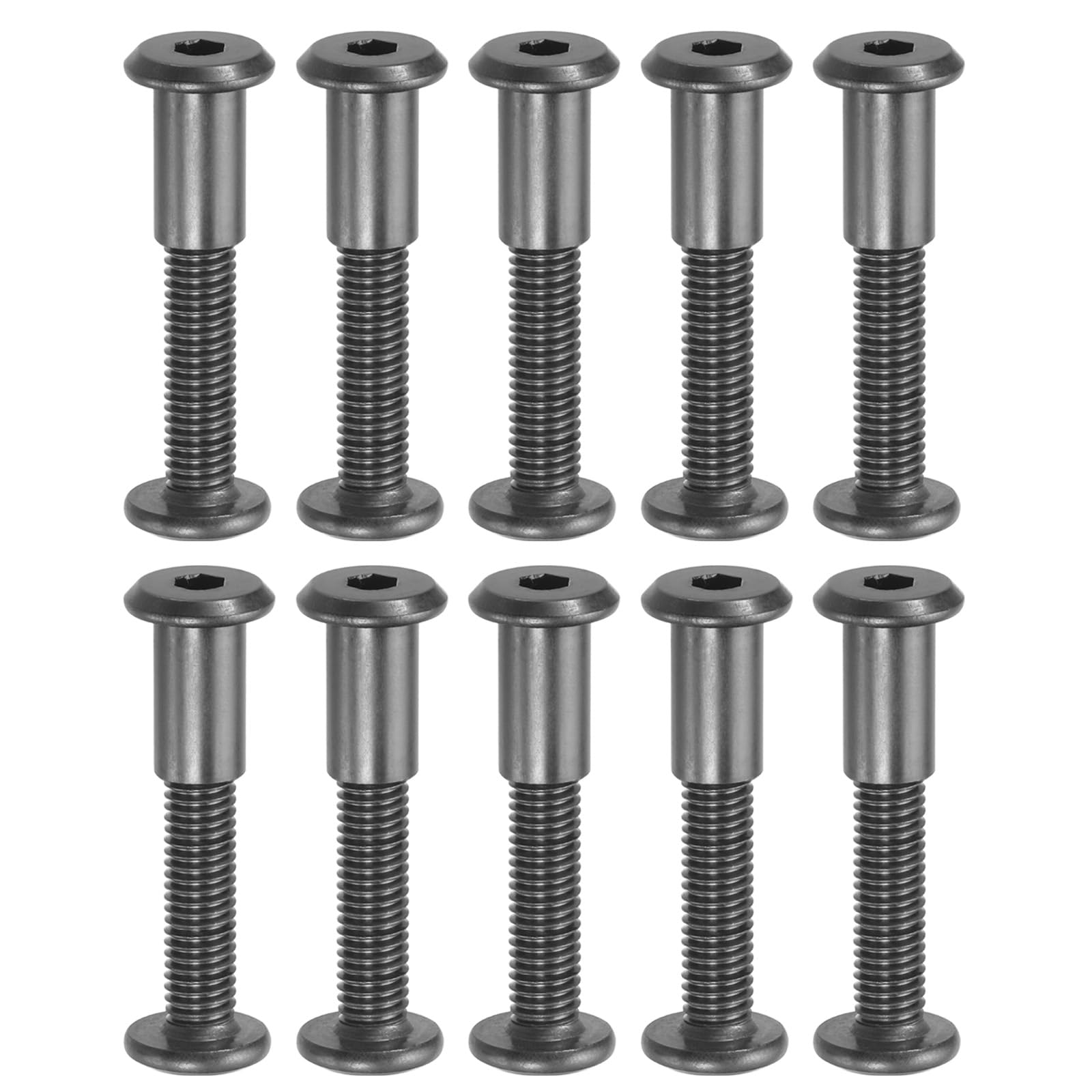 PATIKIL M8 x 30 mm Hex Chicago Screws, 10 Set Binding Screw Posts Connecting Hex Drive Socket Cap Bolt Nuts for Scrapbook Leather Belt Album Photo Furniture Repair, Black