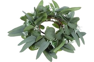 Alipis 2 Pcs Artificial Eucalyptus Candle Rings Wreaths: 9.84 Inch Greenery Candle Holder Wreaths for Wedding Party Home Decor - Reusable and Eco-Friendly