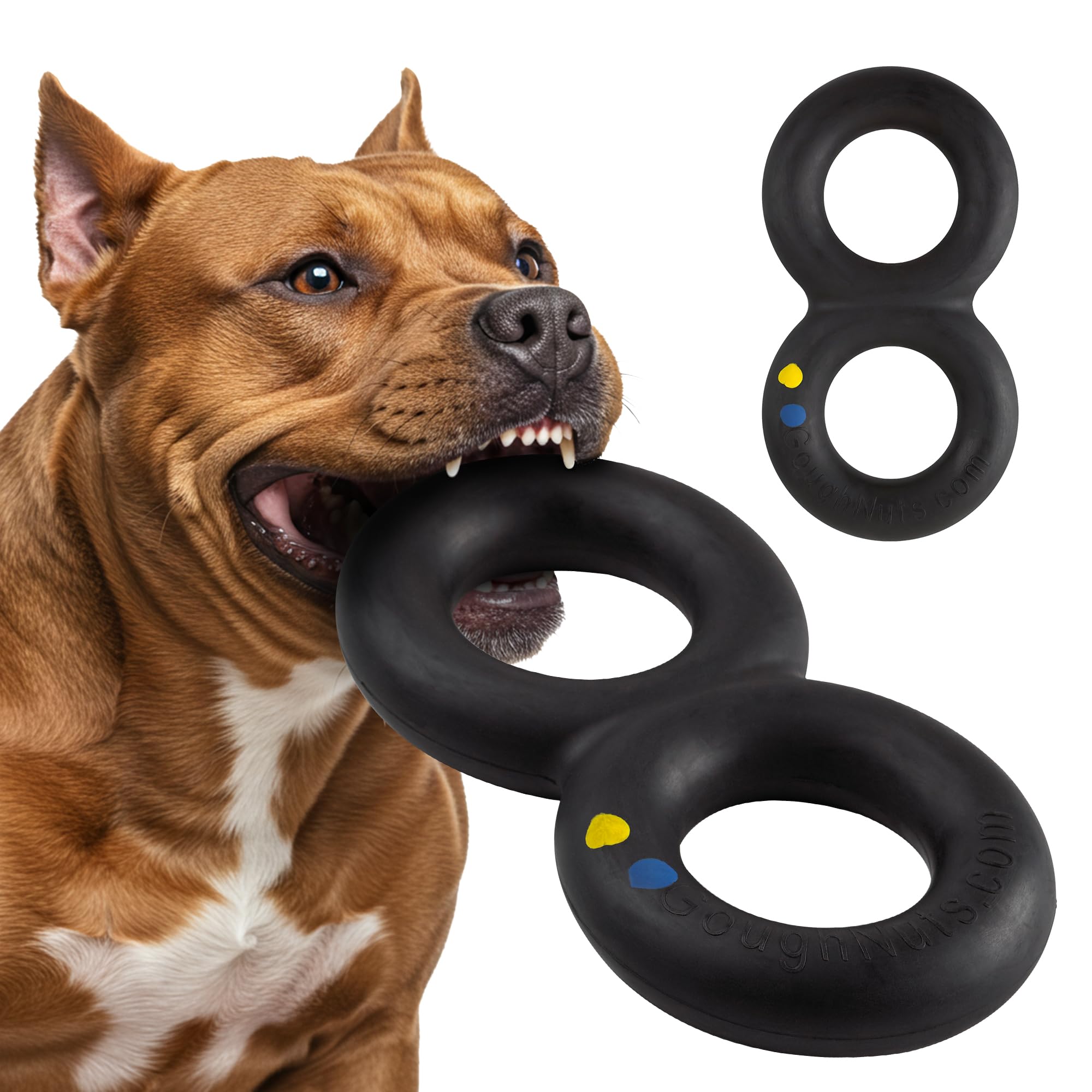 Photo 1 of Goughnuts — Dog Toys for Aggressive Chewers | Virtually Indestructible Pull Toy for Large Breeds Such as Pit Bulls and German Shepherds | Heavy Duty Tug Dog Toy | Large | Black