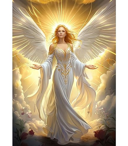 Amazon.com: Generic White Angel with Golden Wing Shining 5D