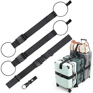 Vigorport Luggage Straps for Suitcases 3 PCS, Adjustable Elastic Tick Rope | 2 Short & 1 Long Luggage Belt for Connecting Mul