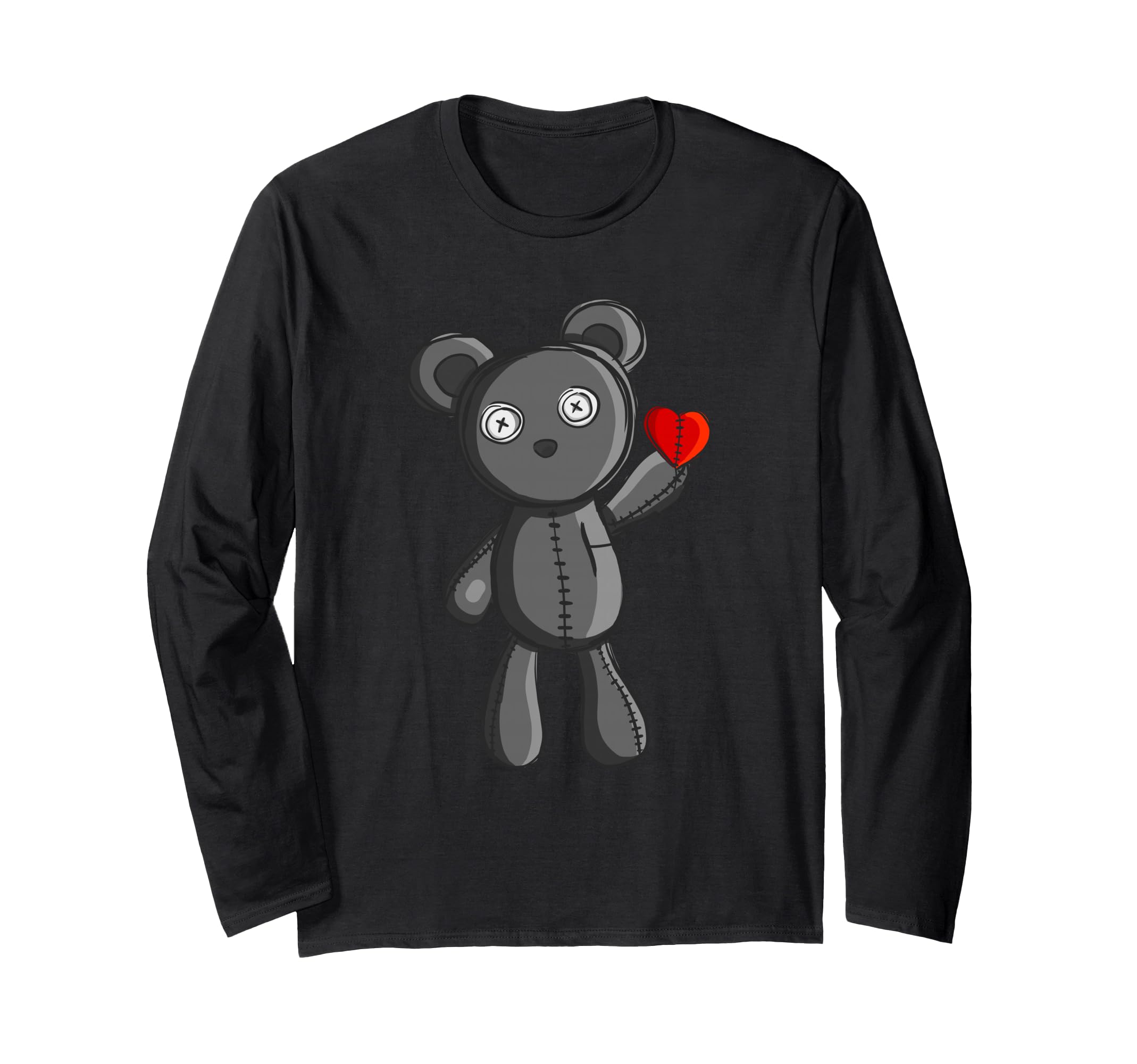 Sweet Little Emo Gothic Teddy Bear with Small Heart Gift Long Sleeve T-Shirt