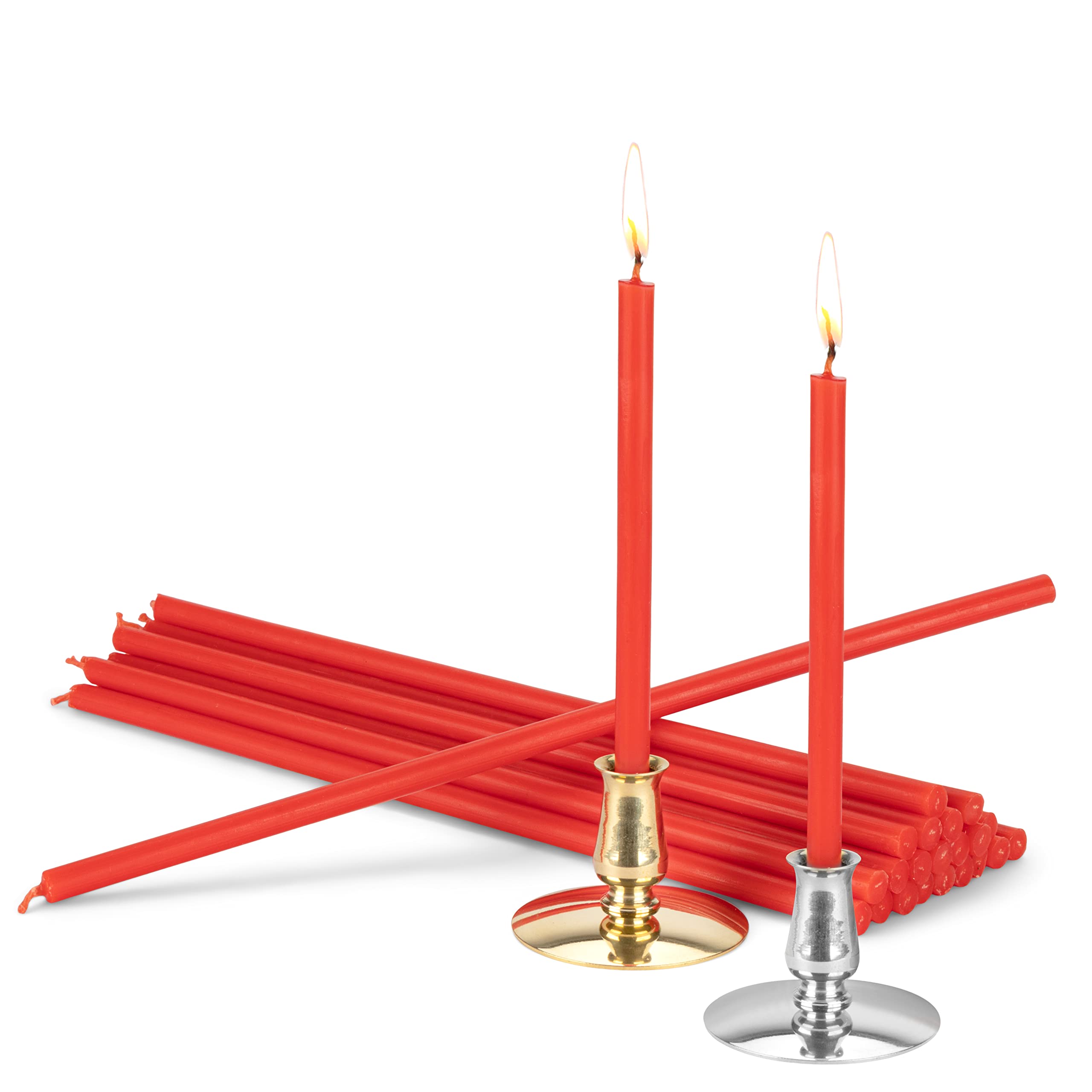 NKlaus - Set 2 Candle Holders + 200g Altar Candles red L 25cm Premium Paraffin Wax 40054