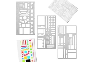 3PCS Metal Planner Stencils, Multi-Size Journal Stencil Templates with Checklists and Patterns, Durable Planner Ruler for Hab