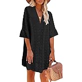 ELESOL Women's Swimsuit Coverup Button Down Beach Cover Ups Shirt Dress Summer Casual Oversized Vacation Swimwear