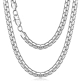 Jewlpire 4mm 5mm Silver Tone/Black/18K Gold Plated Flat Link Chain Necklace for Men, Stainless Steel Chains for Men, Hypoallergenic Men's Chain Necklace 16 18 20 22 24 26 Inch