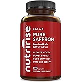 NutriRise Saffron Supplements 120 Capsules, 88.5mg Pure Extract - 4 Month Supply for Mood, Energy, Sleep, Stress & Cortisol Support - Non-GMO, Vegan & Gluten-Free for Women & Men
