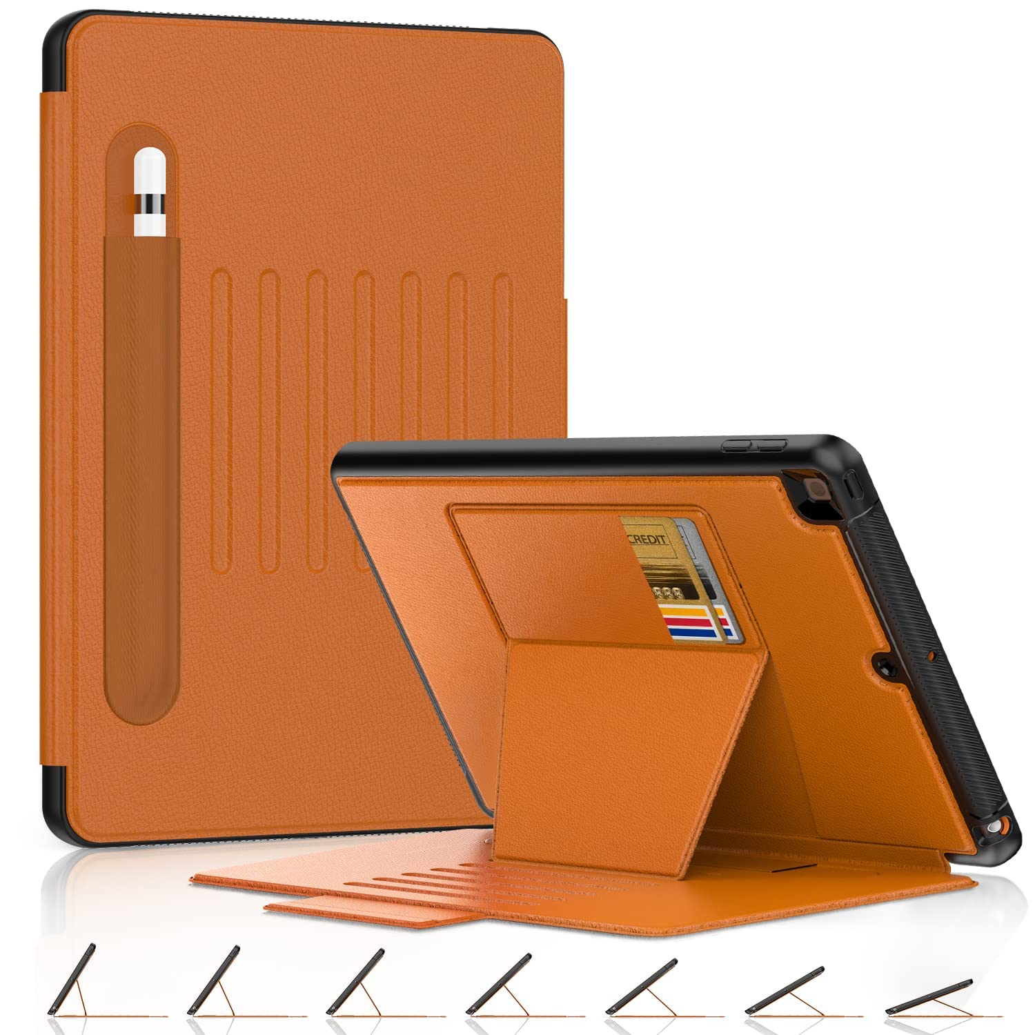 DAORANGE for iPad 9th/ 8th/ 7th Generation Case 10.2", Full Protection Drop Proof Premium Leather Case with Multi-Angle Stand, Pencil Holder & Auto-Sleep/Wake Function, for iPad 10.2 Inch (Brown) — image 1