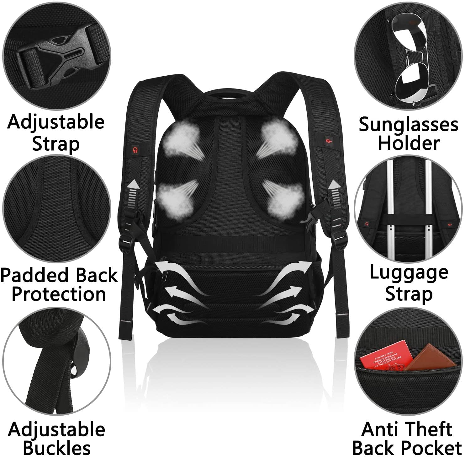 VECKUSON Lunch Bag Backpack, Insulated Cooler Lunch Box Backpack, Extra Large Travel Laptop Backpack TSA Friendly RFID Computer College bag with USB Port for Women Men Fits 17.3 Inch Laptop