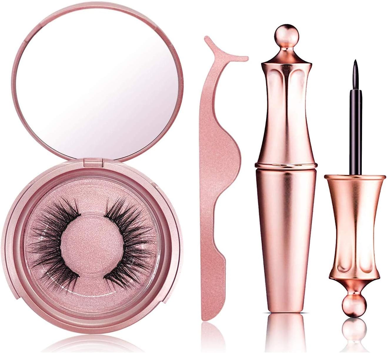 Eyeliner and Eyelash Kit, No Glue Reusable Silk False