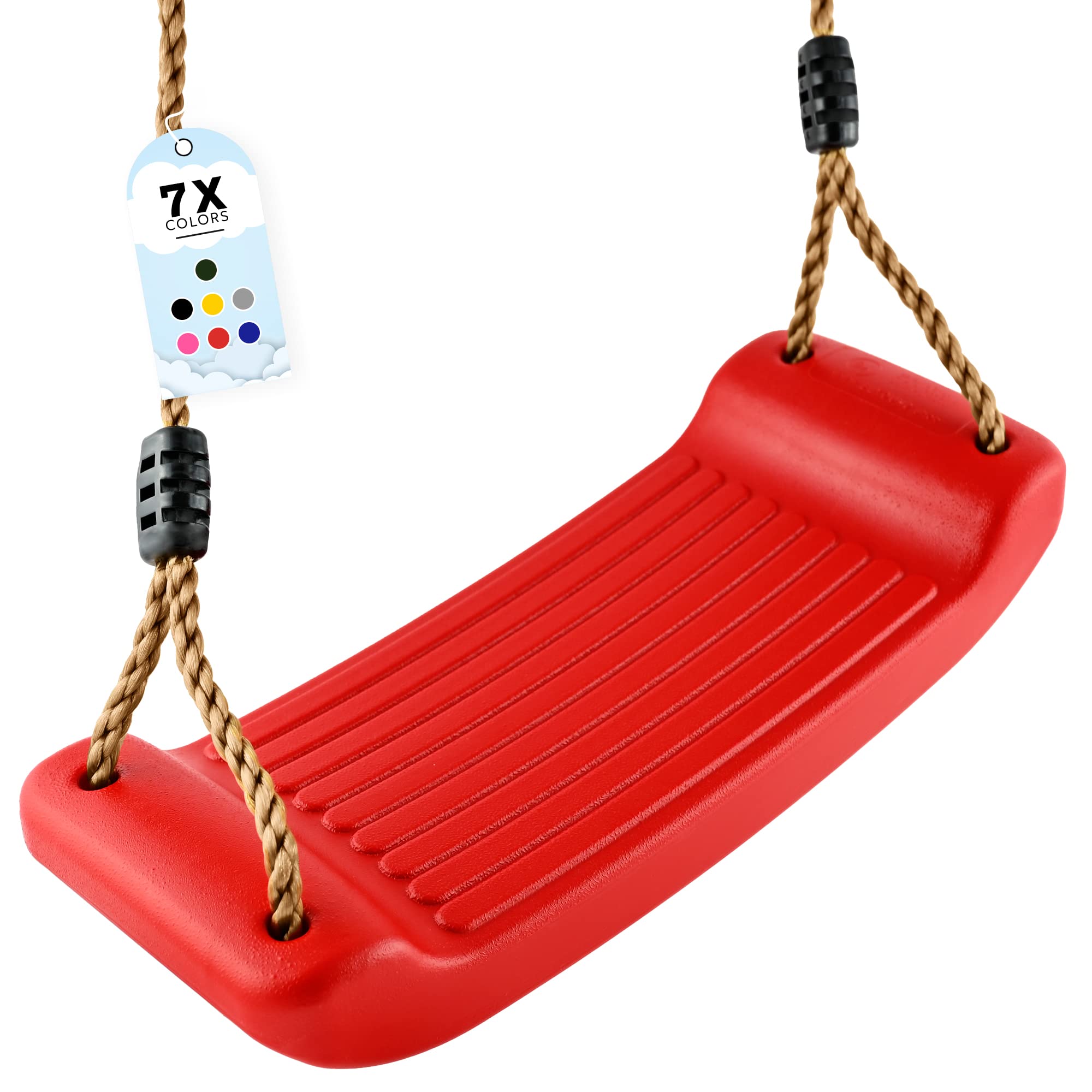 GO!elements Garden Swing – Children's Swing Outdoor Indoor – Swing Seat Rocking Board Swing for Children – Height Adjustable – Non-Slip – Colour: Red
