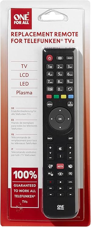 One For All Telefunken Urc1918 Tv Remote Control Amazon De Elektronik