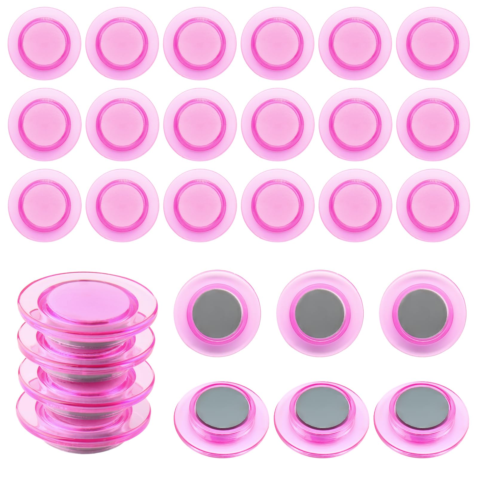 ZDZBLX Strong Fridge Magnets – 28 Pack Small Heavy Duty Magnets, Clear Mini Round Magnets for Whiteboard, Refrigerator, Notice Board & Crafts – Cute Magnet for Home Office & School (Transparent, Rose)