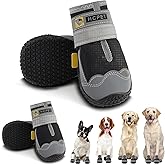 Hcpet Dog Shoes for Large Dogs, Waterproof Dog Booties for Small Medium Dogs, Anti-Slip Dog Boots & Paw Protectors for Hot Pavement Winter Snow Hiking with Reflective Straps Black Size 1