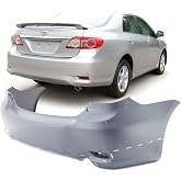 FitParts Compatible with Toyota Corolla 2011&ndash;2013 Rear Bumper Cover | Primed, Without Parking Sensor Holes, Without Tow Hook Hole, Sedan, Ready to Paint, OEM 5215902978, TO1100288