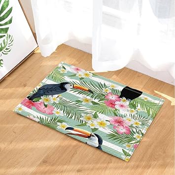 Limttednethard Tropische Vogel Tukan Palm Blatter Und Blumen