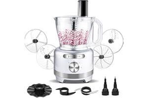 Homtone Large Food Processor 16-Cup Robot Culinaire, 3 Speed Settings with Pulse, 7 Blades for Shredding, Slicing, Chopping, 
