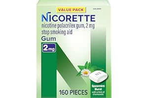Nicorette Coated 2mg Nicotine Gum to Quit Smoking - Spearmint Burst Flavored Stop Smoking Aid - 160 Count