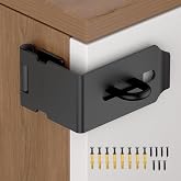 YogePote 90 Degree Hasp Latch, File Cabinet Lock Kit, Black - 1pc | Heavy Duty 304 Stainless Steel Padlock Hasp Lock for Right Angle File Cabinet, Desk Drawer, Tool Box, Mailbox, Bookcase