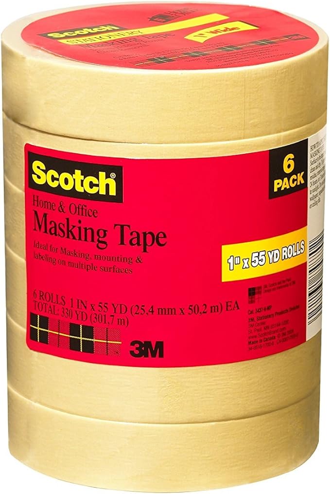 Scotch 34376MP Home and Office Masking Tape, 1Inch x 55