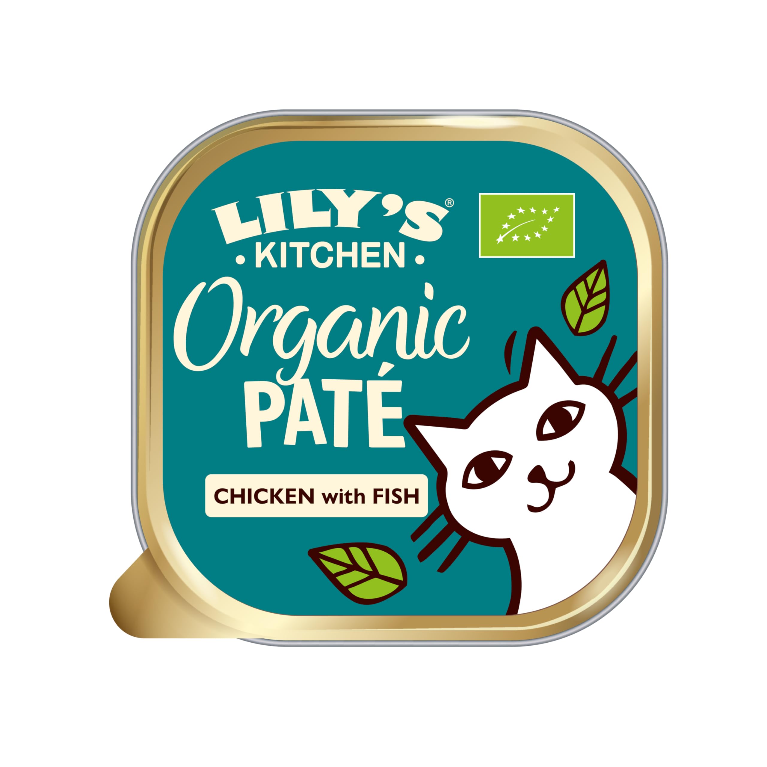Lily’s Kitchen Organic Smooth Paté Chicken with Fish, Wholesome, Complete Nutrition, Cat Wet Food (19x85g) Tray, for Adult Cats, Grain-free Recipe, With Organic Natural Ingredients