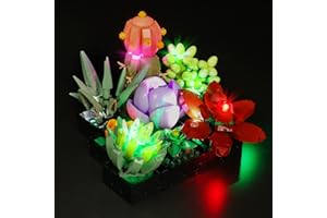 GMOKEFT Compatible with Lego Icons Succulents Plant 10309 Artificial Flowers Set, LED Light Kit for Lego Decor Building Set Botanical Collection, Light up Your Flowers (Lights Only, No Models)