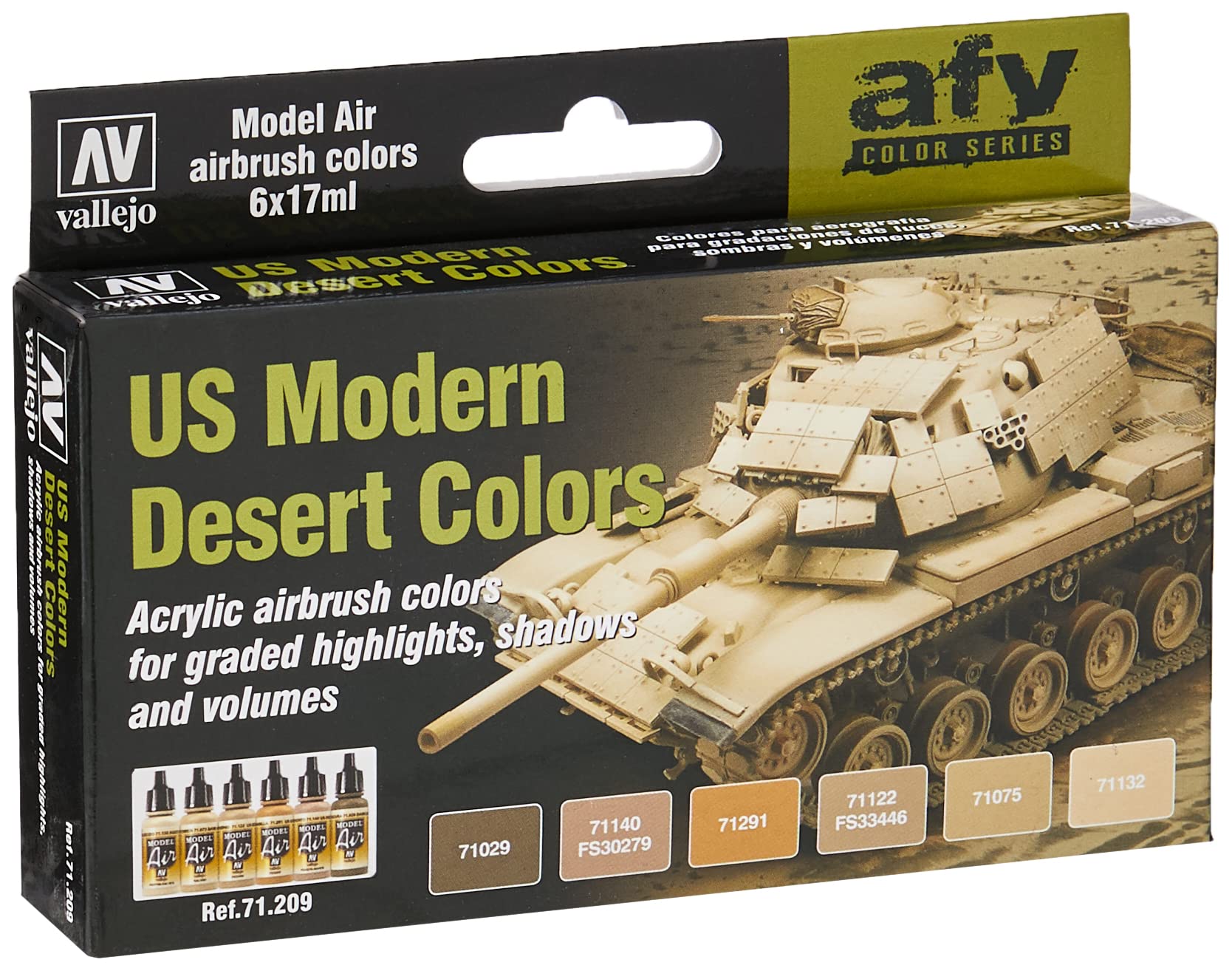 Vallejo Model Air Set - US Modern Desert Colors, 17 ml (Pack of 6)
