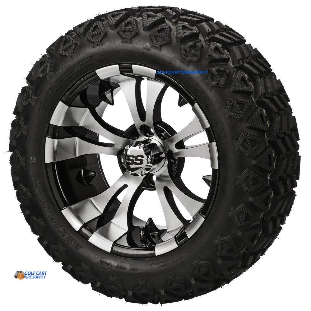 GOLF CART TIRE SUPPLY 14in VAMPIRE Machined/Black Aluminum Wheels and