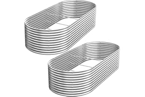 FRIZIONE 2pcs Tall Galvanized Raised Garden Bed Outdoor,Steel Garden Bed for Vegetables,Above Ground Garden Box for Flower,Metal Raised Beds for Gardening - 4x2ft