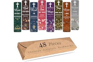 XXINMOH 48 Pieces Bible Bookmarks with Hollow Cross Christian Scripture Bookmarks, Inspirational Book Markers Religious Bookmarks Reading Scripture for Reading Lover, Men, Women, Church Gifts