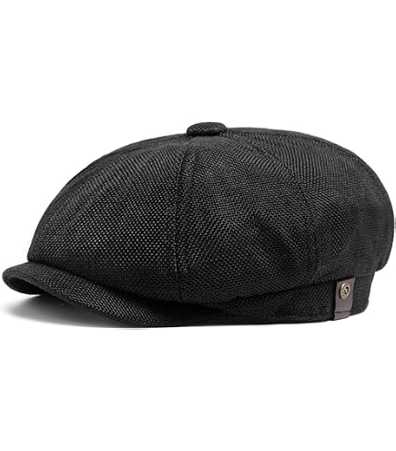 Linen Men's Newsboy Flat Cap .8 Panel Ivy Cabbie Hat,Breathable