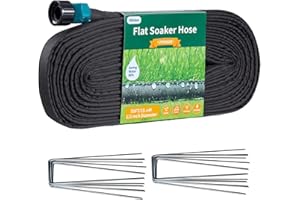 Hlinker 2025 Flat Soaker Hose 50 ft with Stake for Garden, Linkable Drip Hose Diy Automates Garden Irrigation System Saving 83% Water, Dual-layer Leak-free Design Water Hose with Holes