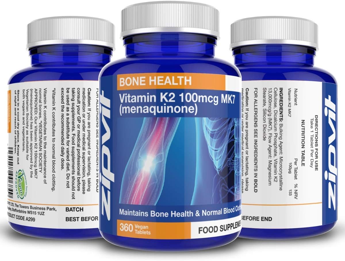 Zipvit Vitamin K2 MK7 200mcg, High Strength K2 Vitamin Supplement, Supports Heart & Bone Health, 180 Vegan Tablets, 6 Months Supply - Image 4