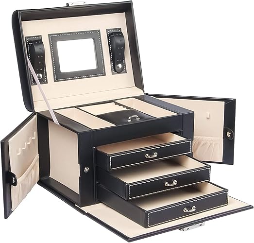 Yorbay Caja Joyero con Espejo y 3 Cajones, Caja para Joyas ...