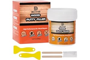 Deuvuo Black Wood Filler, High-Performance Black Wood Putty Filler Paste kit - Quickly Fix Wood Cracks and Blemishes with Wood Hole Filler - Paintable, Stainable, Sandable & Quick Drying - 9.87 Ounce