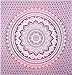 Bless International Indian Traditional Mandala Hippie Wall Hanging, Cotton Tapestry Ombre Bohemian Bedspread (Twin (54x72 Inches)(140x185 Cm), Pink/White)