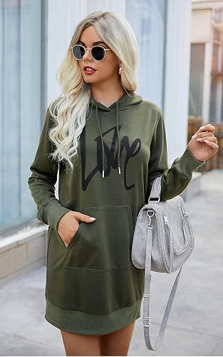 army green hoodie dress Marcella | Tompkins Long Sleeve Sweatshirt Dress in Espresso | Women's Size XL | Midweight French Terry