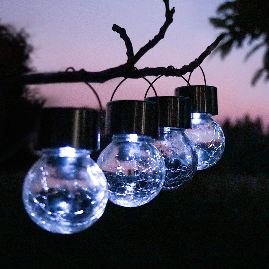 Best Crackle Glass Globe Solar Hanging Garden Decor