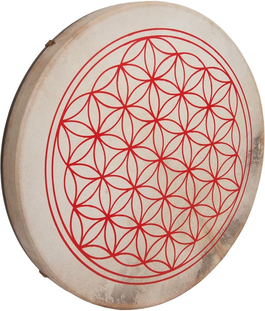 DOBANI PRETUNED GOATSKIN HEAD WOOD FRAME DRUM WITH BEATER 46 X 5 CM CIRCLE OF LIFE, #N/A
