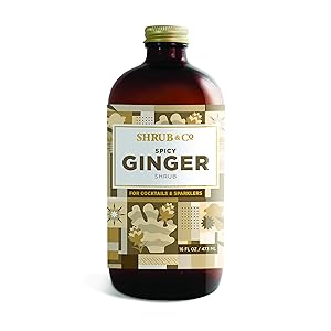 Shrub & Co Spicy Ginger Shrub | Fruit-Driven, Apple Cider Vinegar-Based Mixers for Cocktails, Sparklers, and Club Sodas | 16 fl. oz.