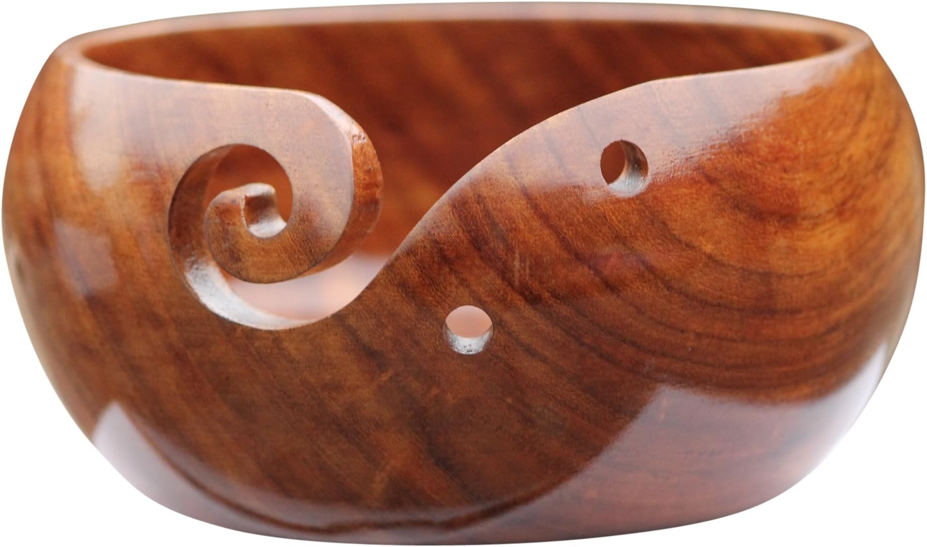 DAHLIA GOODS Wooden Yarn Bowl 6x3 Inch, Knitting and Crochet Rosewood Bowl, Made From Sturdy Wood For Yarn Storing