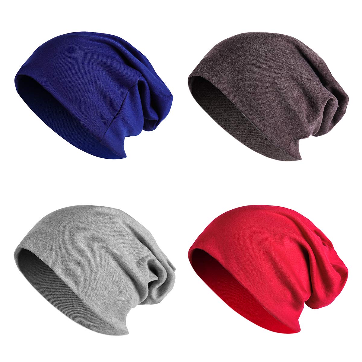 JOYEBUY4 Pack Women Men Stylish Thin Hip-hop Soft Stretch Knit Slouchy Beanie Hat Skull Cap