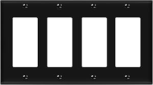 ENERLITES Decorator Light Switch or Receptacle Outlet Wall Plate, Size 4-Gang 4.50" x 8.19", Unbreakable Polycarbonate Thermoplastic, UL Listed, 8834-BK, Black