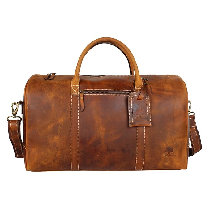 Pink Zebra Trendz Mens Leather Carry On Duffel Bags