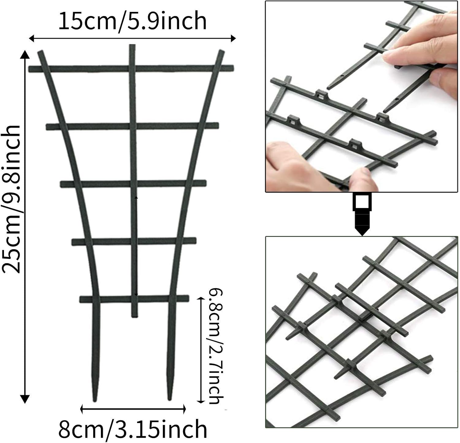 FGASAD Garden Trellises,Mini Plant Pot Support Frame Pergola Plastic Climbing Rattan Frame Cages Netting (Dark Green-2Pcs) - Image 3
