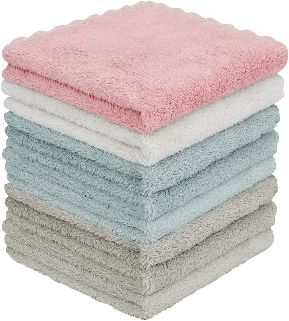 YesTree Kitchen Dish Towel, 8 Packs Super Absorbent Coral Velvet Dish Towels, Double-Sided Premium Drying Towels for Dishes, Bar Towels and Tea Towels, Washable Nonstick Oil Fast Drying