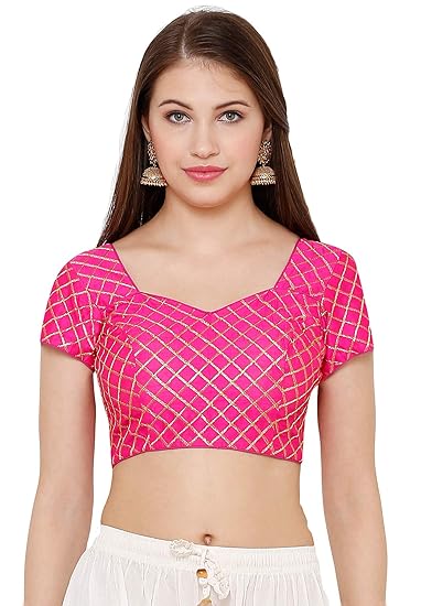 Women's Pink Silk Blend Readymade Saree Blouse(SSB2724-PINK)