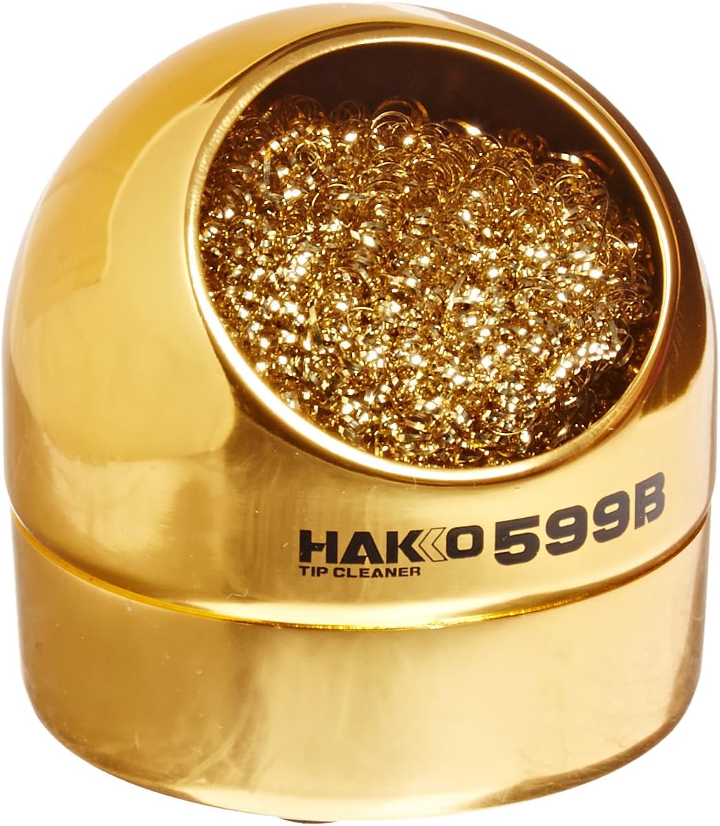 Hakko 599B Brass Soldering Iron Tip Cleaning Wire - no Water Solder Cleaner with Pot Base 599B-02