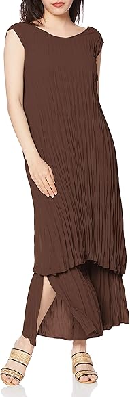 Amazon ムルーア ワンピース ランダムプリーツセットアップ レディース ブラウン 日本 F Free サイズ ワンピース チュニック 通販
