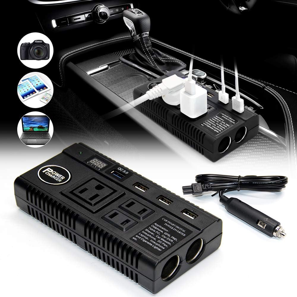 インバーター 12v 24v 1w 直流dc12v 24vを交流ac110vに 変換 シガーソケット コンセント カーインバーター 車載用 Usb 車載充電器 キャンプ 車中泊グッズ アウトドア 自動車 災害対策 地震 防災用品 直流交流変換装置 Usb給電口 4 Ac110v Amazon